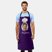 Custom Chef met Foto & Naam Koken Gift Paarse Schort (Gedragen)