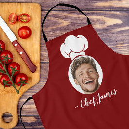 Custom Chef met Foto & Naam Koken Gift Rood Schort