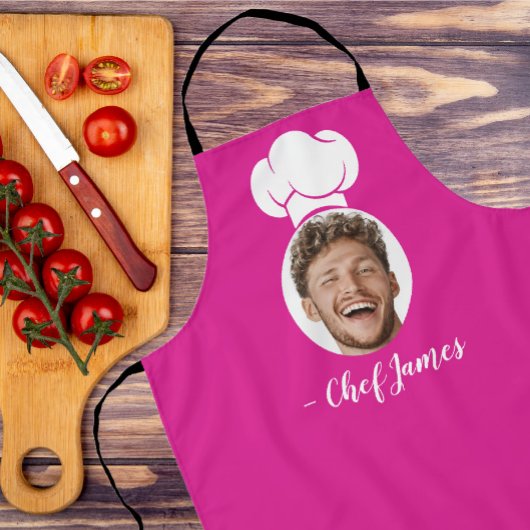 Custom Chef met Foto & Naam Koken Gift Roze Schort