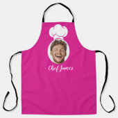 Custom Chef met Foto & Naam Koken Gift Roze Schort (Voorkant)