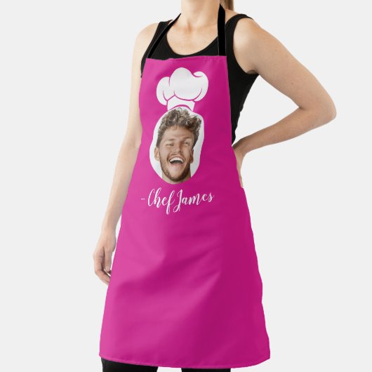 Custom Chef met Foto & Naam Koken Gift Roze Schort (Insitu)