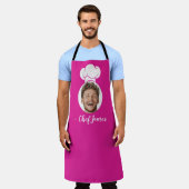 Custom Chef met Foto & Naam Koken Gift Roze Schort (Gedragen)