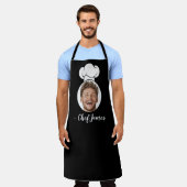 Custom Chef met Foto & Naam Koken Gift Zwart Schort (Gedragen)