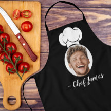 Custom Chef met Foto & Naam Koken Gift Zwart