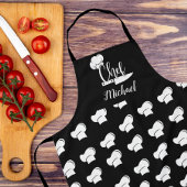 Custom Chef met naam Black & White Chef Pet Schort