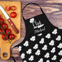 Custom Chef met naam Black & White Chef Pet Schort