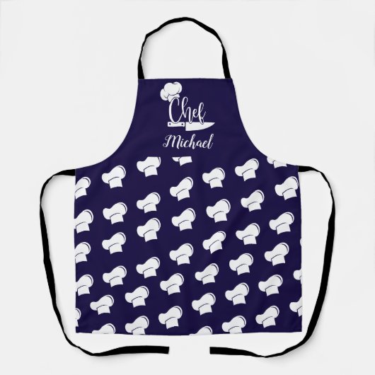 Custom Chef met naam Blue & White Chef Pet Schort (Voorkant)