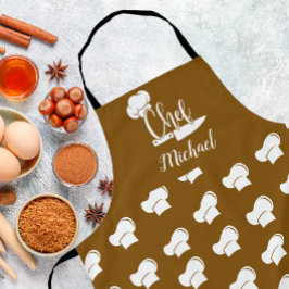 Custom Chef met naam Brown & White Chef Pet Schort