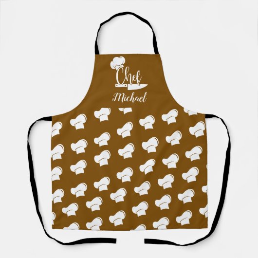 Custom Chef met naam Brown & White Chef Pet Schort (Voorkant)