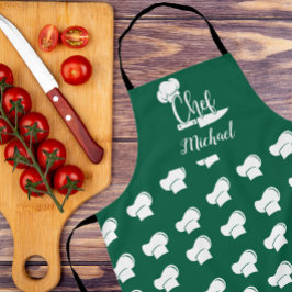 Custom Chef met naam Green & White Chef Pet Schort