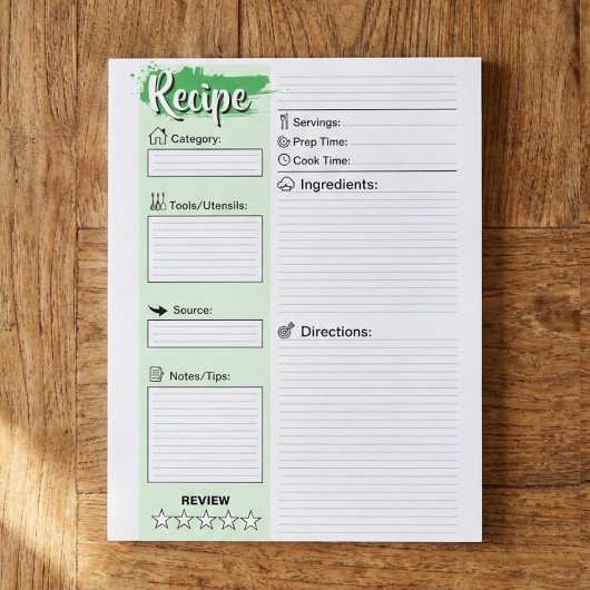 Custom Chefs Basic Recipe Pages Notitieblok