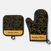 Custom Chef's Special Naadloze Patroon Keuken Ovenwant & Pannenlap Set (Voorkant)