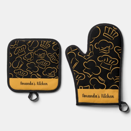 Custom Chef's Special Naadloze Patroon Keuken Ovenwant & Pannenlap Set (Voorkant)