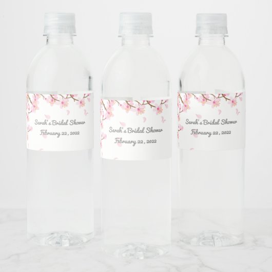 Custom Cherry Blossom Theme Waterfles Etiket (Flessen)