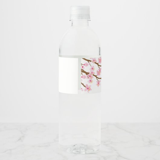 Custom Cherry Blossom Theme  Waterfles Etiket (Achterkant)