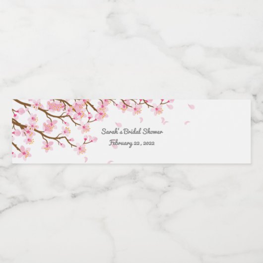 Custom Cherry Blossom Theme  Waterfles Etiket (Enkel label)