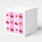 Custom Cherry Heart Checkerboard Pattern Bedankdoosjes (Voorkant Zijde)