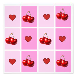 Custom Cherry Heart Checkerboard Pattern Foto Afdruk