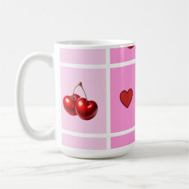 Custom Cherry Heart Checkerboard Pattern Koffiemok