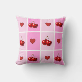 Custom Cherry Heart Checkerboard Pattern Kussen