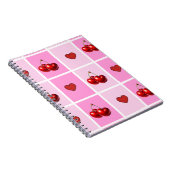 Custom Cherry Heart Checkerboard Pattern Notitieboek (Rechterzijde)