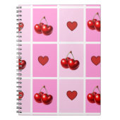 Custom Cherry Heart Checkerboard Pattern Notitieboek (Voorkant)