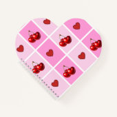 Custom Cherry Heart Checkerboard Pattern Notitieboek (Voorkant)