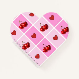 Custom Cherry Heart Checkerboard Pattern Notitieboek