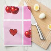 Custom Cherry Heart Checkerboard Pattern Theedoek (Quarter Fold)