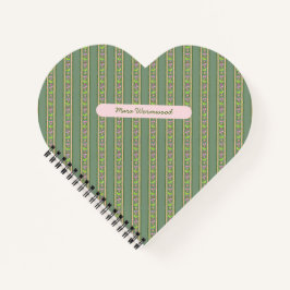 CUSTOM Cherry Lime Dainty Ditsy Floral pin Stripe Notitieboek