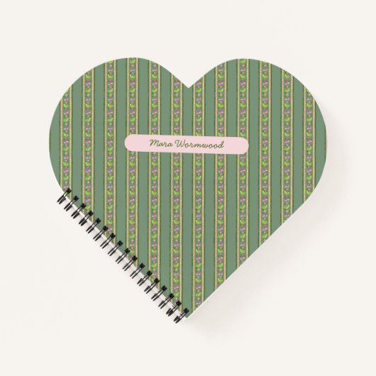 CUSTOM Cherry Lime Dainty Ditsy Floral pin Stripe Notitieboek (Voorkant)