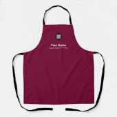 Custom Cherry Red Employee Name Logo Company Apron Schort (Voorkant)