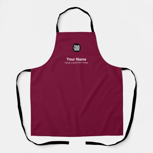 Custom Cherry Red Employee Name Logo Company Apron Schort (Voorkant)