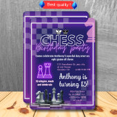 Custom Chess Verjaardag Uitnodiging Neon Theme