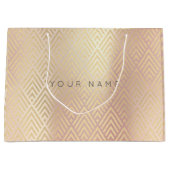Custom Chevron Geometry Metallic Roos Gold Foxier Large Cadeautasje (Voorkant)
