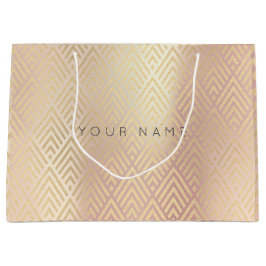 Custom Chevron Geometry Metallic Roos Gold Foxier Large Cadeautasje
