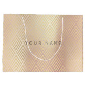Custom Chevron Geometry Metallic Roos Gold Foxier Large Cadeautasje (Achterkant)