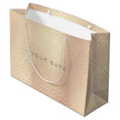 Custom Chevron Geometry Metallic Roos Gold Foxier Large Cadeautasje (Achterkant Gekanteld)