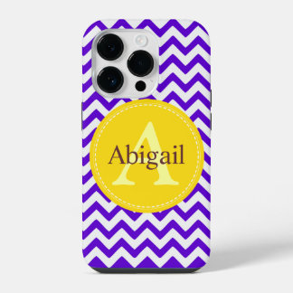 Custom Chevron Lavender Lila Geel iPhone 14 Plus Hoesje