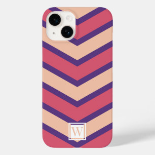 Custom Chevron Monogram Zacht Roze Rood Paarse Bla Case-Mate iPhone 14 Hoesje