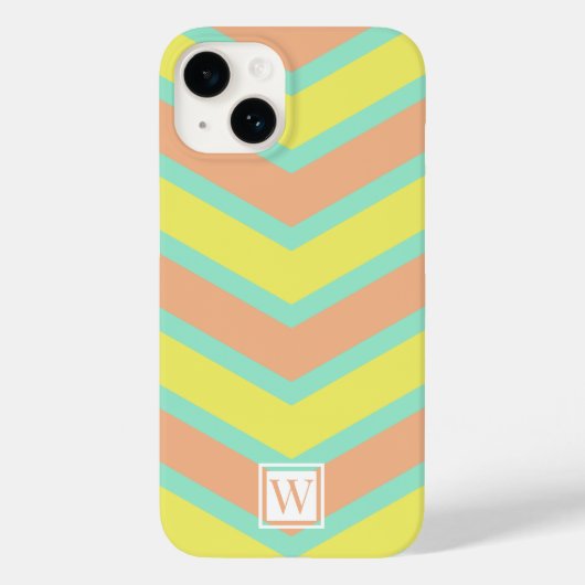 Custom Chevron Monogram Zacht Sinaasappel Geel Cya Case-Mate iPhone Case (Achterkant)
