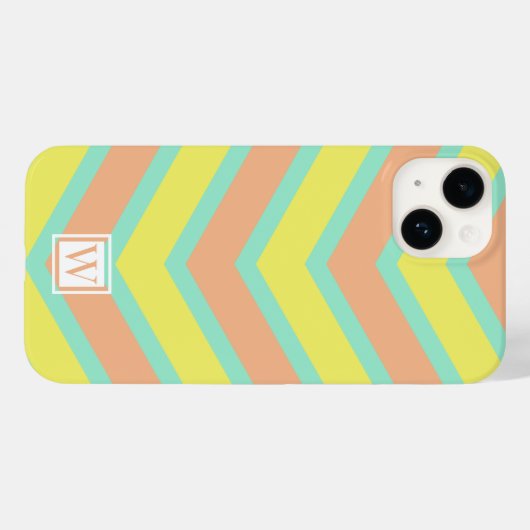 Custom Chevron Monogram Zacht Sinaasappel Geel Cya Case-Mate iPhone Case (Achterkant (horizontaal))