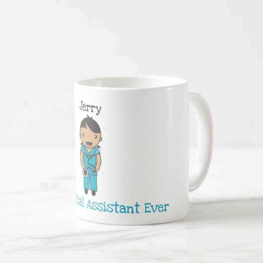 Custom Chibi ziekenhuis / kliniek werknemer dank u Koffiemok (Voorkant rechts)