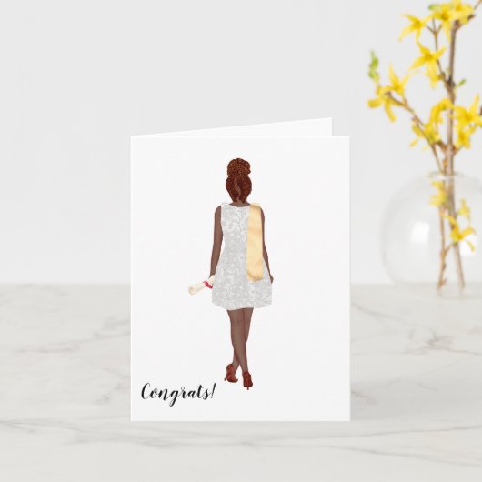 Custom Chic Afro-Amerikaanse College Afstuderen Kaart (Gele Bloem)