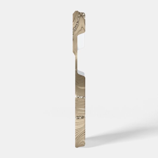 Custom Chic Brown Glitter Pattern Girly iPhone Hoesje (Linkerkant)