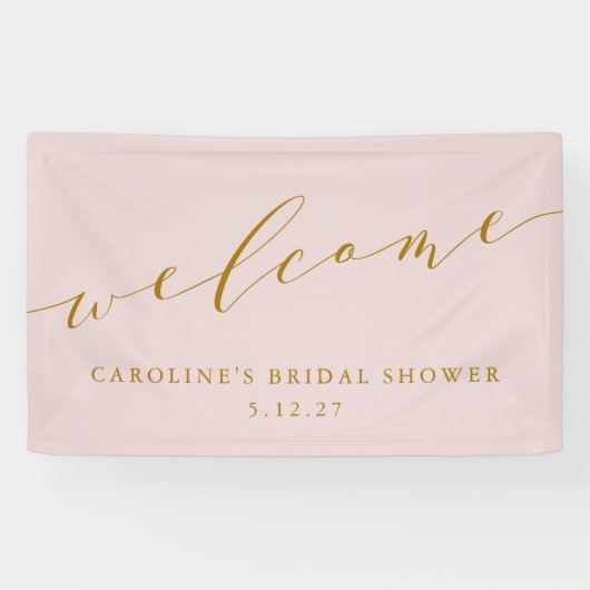 Custom Chic Elegant Roze Vrijgezellenfeest Welkom Spandoek (Horizontaal)