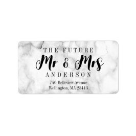 Custom Chic Marble The Future Mr en Mrs Script Etiket