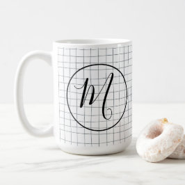 CUSTOM Chic Modern Messy Graphite Pencil LinesGrid Koffiemok