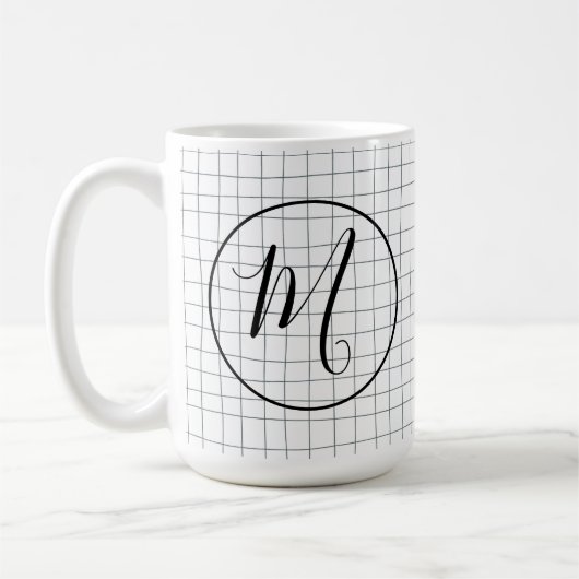 CUSTOM Chic Modern Messy Graphite Pencil LinesGrid Koffiemok (Links)