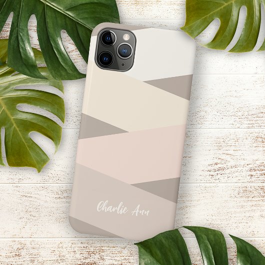 Custom Chic Natuurlijke Tan Beige Taupe Ivoor Stri iPhone Hoesje